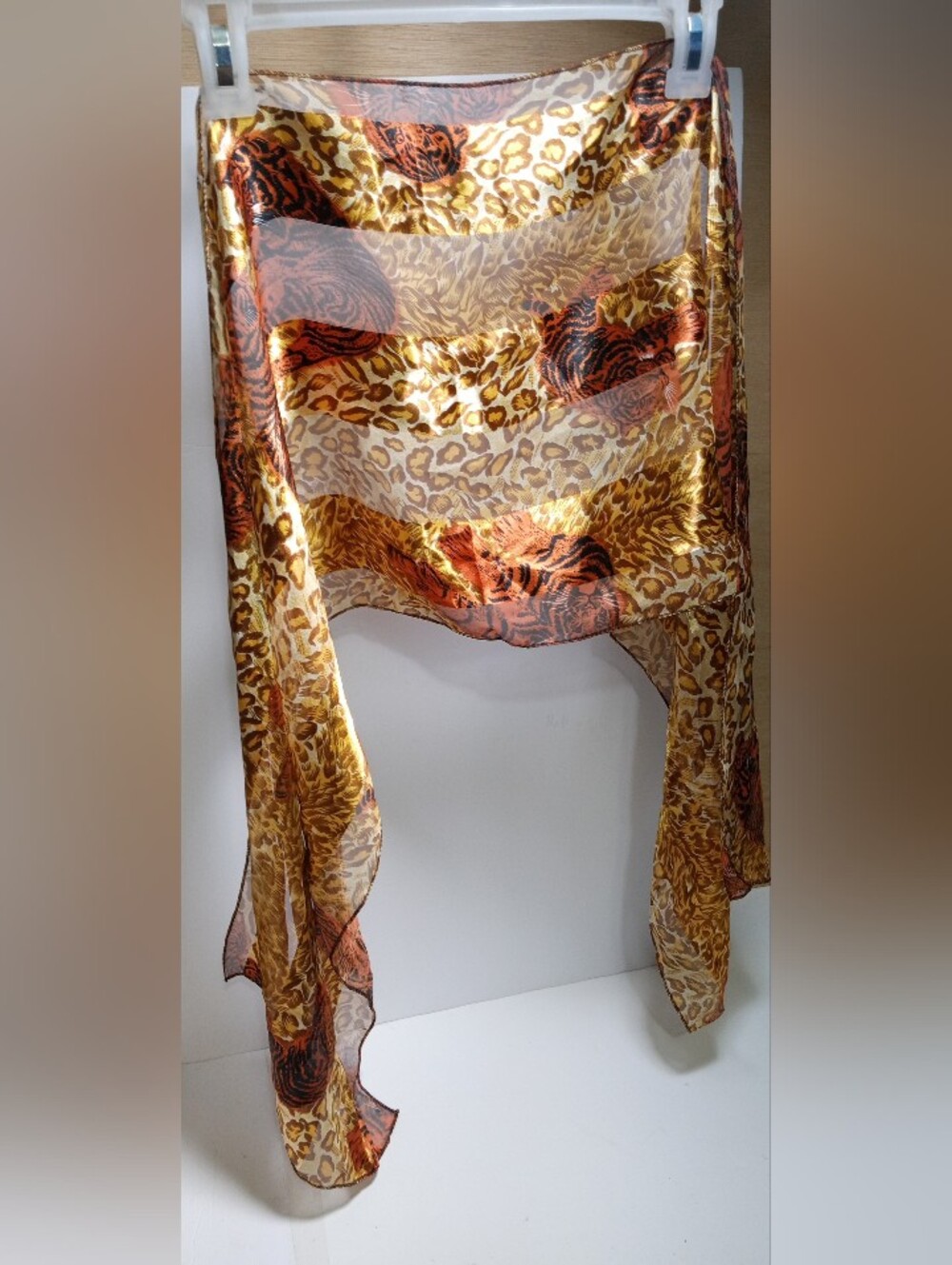 Women's Lightweight Satin Polyester Rectangle Scarf Tiger Animal Print